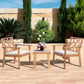 Werph 3 Piece Outdoor Patio Furniture Set, Wooden Conversation Patio Set with Padded Cushion Chairs and Coffee Table, Acacia Wood Lounge Conversation Set for Porch Balcony Deck Backyard