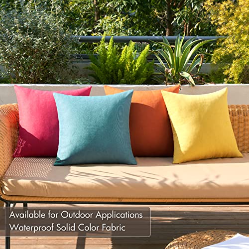 MIULEE Pack of 4 Decorative Outdoor Throw Pillow Covers Linen Waterproof Pillow Covers Summer Farmhouse Cushion Cases for Patio Garden Tent Balcony Couch Sofa 18x18 Inch Red/Turquoise