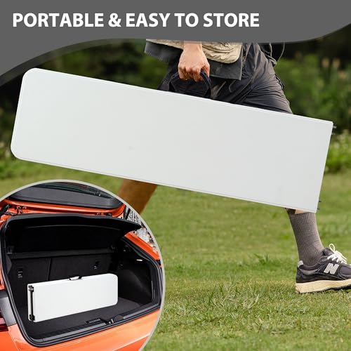 Candockway 6ft Plastic Folding Bench with Carrying Handle & Lock, Portable Outdoor Bench in Garden Picnic Camping Dining Party Seat, Waterproof Bench for Soccer Activities, Firm and Durable (2Pack C)