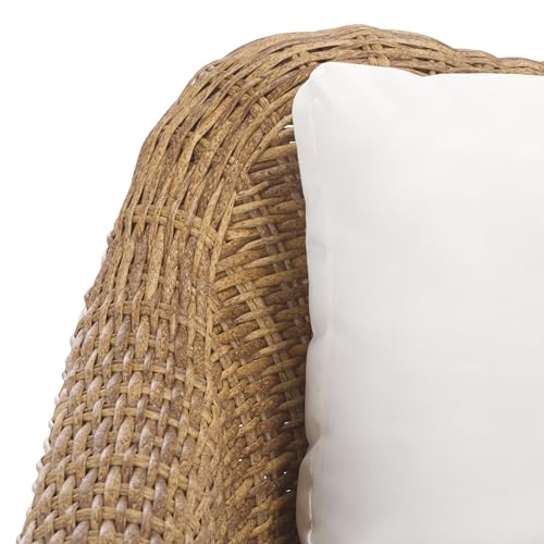 SAFAVIEH Couture Outdoor Collection Melbourne Natural/White Cushion Wicker Patio Accent Chair