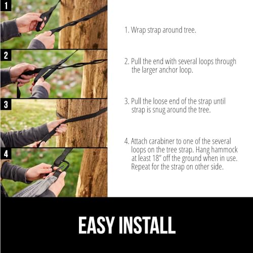 GORILLA GRIP Durable Camping Hammock with Heavy Duty Tree Straps, Portable Hammocks for Outside, Easy to Use Travel Swing Chair, Outdoor Camper Hiker Essentials, Backpacking Gear Gifts, Double, Blue