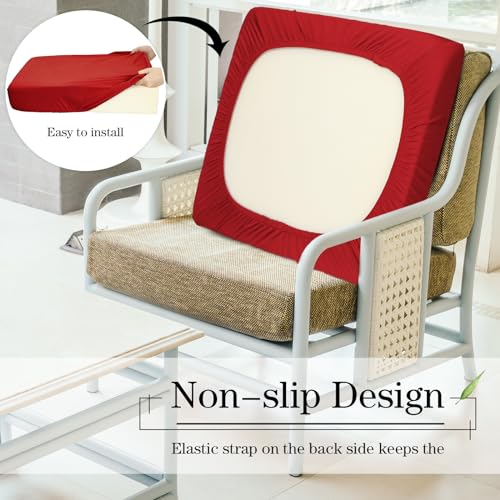 Newwiee 8Pcs Patio Cushion Covers Stretch Outdoor Cushion Cover Replacement for Patio Furniture Sofa Couch Slipcovers, Soft Flexibility Washable Furniture Protector(Waterproof Pure,Wine Red)