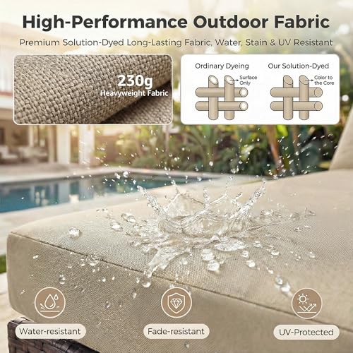 NICESOUL 8 Seat 29.3'' High Back Outdoor Furniture Set, Extra Large Rattan Patio Conversation Sets, Deep Seating Modular Sectional with Ottoman, Oversized Conversations for Backyard, Brown and Beige
