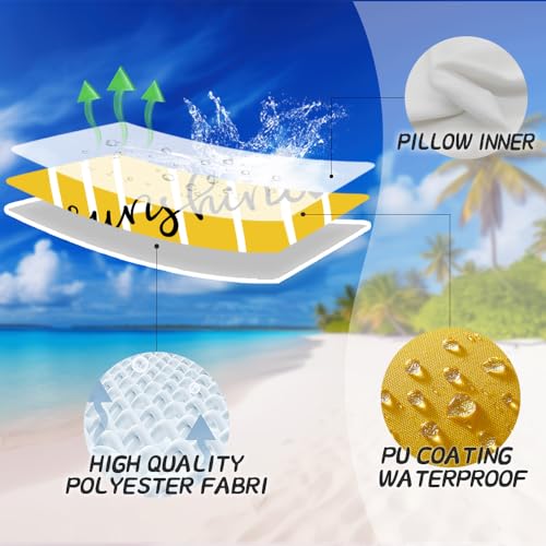 DFXSZ Outdoor Pillow Covers 18x18 Inch Set of 2 Hello Sunshine Decor Yellow Waterproof Summer Outdoor Waterproof Pillow Covers Decor for Patio Funiture Garden Sofa Couch 020B18