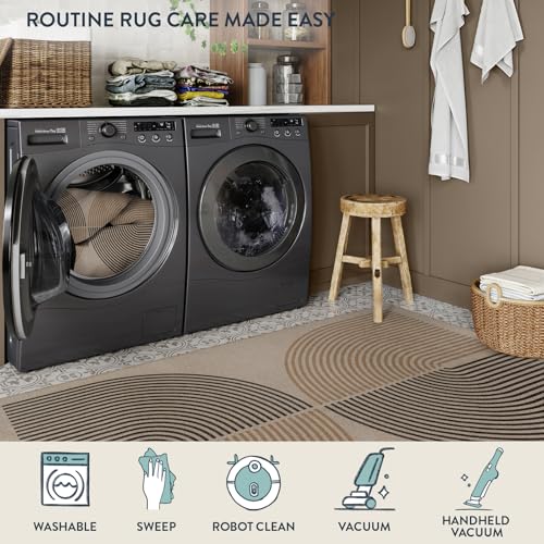 Lahome Modern Rainbow Easy Jute 3x5 Patio Rug, Washable Rugs for Entryway Farmhouse Non Slip Indoor Door Mat, Contemporary Throw Carpet for Entry Mudroom Porch Decor