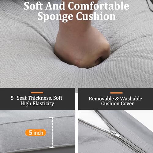Kiss the Water Outdoor Patio Furniture Loveseat Sofa, All-Weather Metal Aluminum Patio Couch with 5" Thick and Soft Cushion and Wide Arm, Outdoor Couch for Balcony, Porch, Backyard