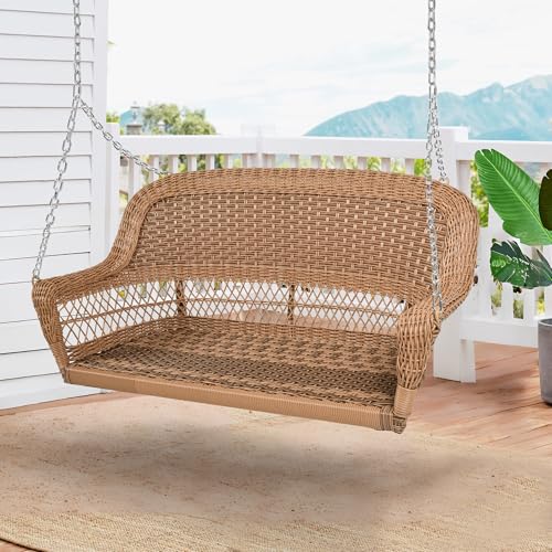 Resin Wicker Porch Swing, Honey