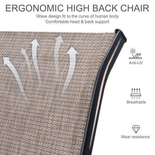 CHINNLUU Outdoor Patio Chairs Set of 6 Stackable Dining Chairs All-Weather Textilene Furniture Set for Pool Deck, Backyard, Garden