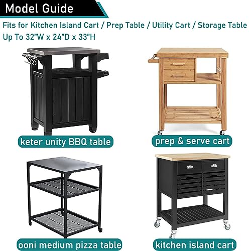 ZJYWSCH Cover for Ooni Medium Pizza Oven Table Modular, for Keter Unity 40 Gal Patio Storage Grilling Cart 32 inch Portable Prep Table Cover Outdoor Waterproof