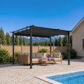 LAUSAINT HOME 10' x 10' Outdoor Retractable Pergola, Heavy-Duty Aluminum Pergola with Sun Shade Canopy for Garden, Backyard, Deck, Porch, Grey