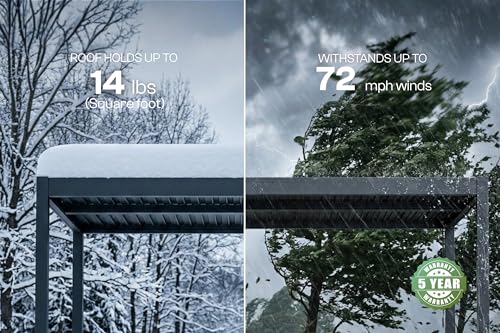 Patio Kingdom 10' x 13' Louvered Pergola Outdoor Aluminum Pergola Kit with Adjustable Roof, All-Weather Metal Gazebo with Drainage System for Patio, Deck, Garden and Backyard Shade, Gray