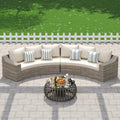 LUXOAK 6-Piece Wicker Patio Furniture Set, Curved Half-Moon Outdoor Sectional Sofa with 6" Wide Armrests, All-Weather Rattan Conversation Set with Thick Cushions, for Backyard/Garden/Deck/Patio