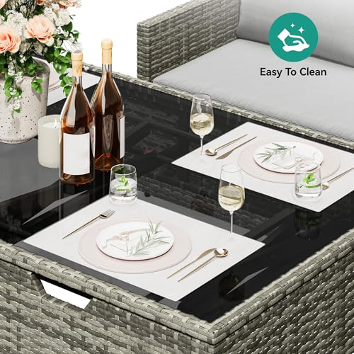 YITAHOME 9PCS Patio Furniture Set with Lift-Top Coffee Table & Ottoman, Outdoor Modular Sectional Sofa, Waterproof Patio Conversation Set, All-Weather Patio Sofa, Outdoor Couch for Deck Backyard