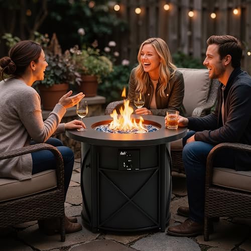 BALI OUTDOORS 50000 BTU Propane Fire Pit for Outdoor, 30 in Fire Pit Table Outdoor, Round Firepits for Outside Backyard, Patio