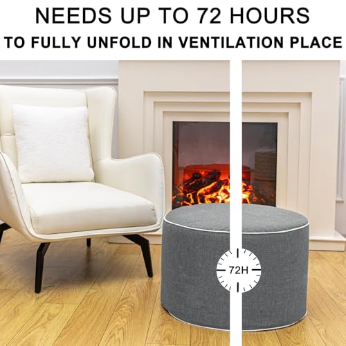 AbunHeri Outdoor Ottoman Outdoor Ottomans for Patio 20x12 Inches Modern Lightweight Foam Stuffed Pouf Outdoor Footstool Footrest Foot Stool Waterproof (Gray)