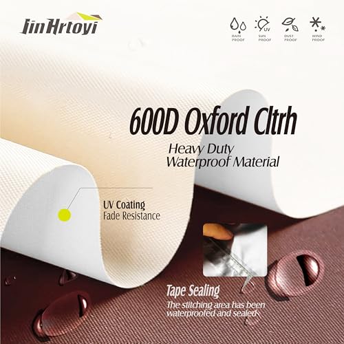 JinHrtoyi 3-Seater Outdoor Couch Cover, 76Wx32Dx31H inches Outdoor Furniture Covers Waterproof,100% Waterproof Heavy Duty Patio Furniture Covers,Beige&Brown Modern Style Outdoor Sofa Cover