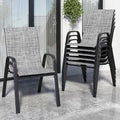 Vimstora Patio Chairs Set of 6, Stackable Outdoor Dining Chairs for All Weather Textilene Fabric & Metal Frame, Outdoor Chairs Set for Backyard Deck Garden