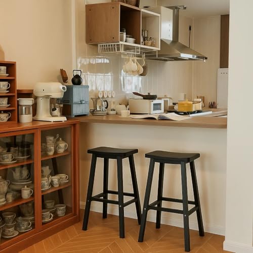MAIUSCOLI Bar Stools 29'' Outdoor Set of 4, Waterproof Modern Durable Resin Saddle Seat,Counter Stool Sturdy Modern Stylish, All-Weather Barstools for Patio, Balcony, or Kitchen Counter