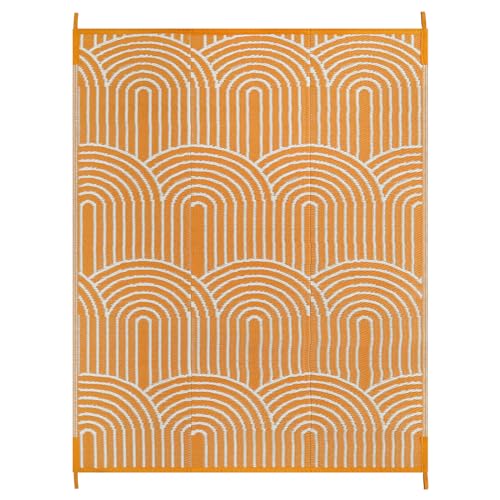 Anidaroel Rainbow Patio Rugs Outdoor 8’X10’ Waterproof, Reversible Camping Rug for Outside RV, Portable Plastic Straw Outdoor Area Rug for Backyard, Garden, Pool Deck (Orange, 8‘X10')