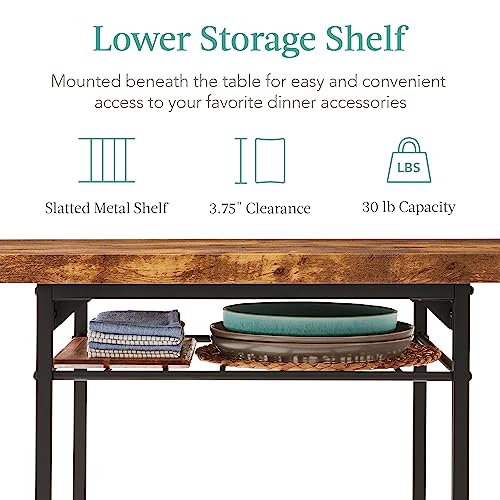 Best Choice Products 3-Piece Modern Dining Set, Space Saving Dinette for Kitchen, Dining Room, Small Space w/Steel Frame, Built-in Storage Rack - Medium Brown/Black