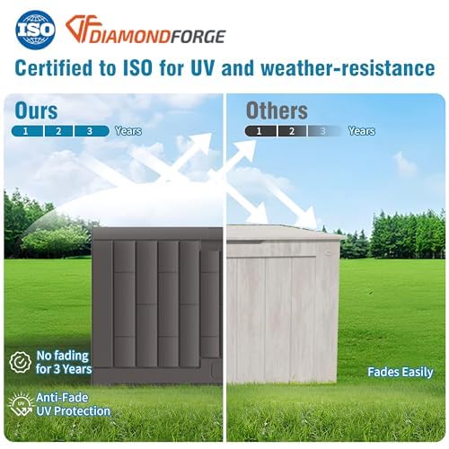 Outdoor Storage Box, 60 Gallon Waterproof Deck Box, Lockable Storage Container, Built-in Reinforcing Metal Rod Outside Resin Bin for Patio, Garden, Poolside and Garage