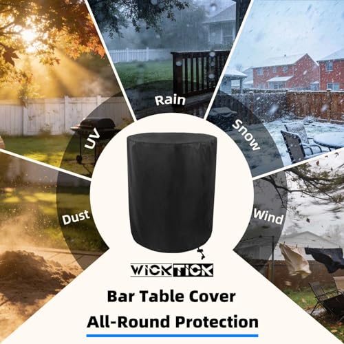 WICKTICK Waterproof Cover for Keter Pacific Cool Bar Outdoor Patio Furniture and Hot Tub Side Table with 7.5 Gallon Beer and Wine Cooler, Outdoor Round Pool Side End Table Cover (21” Dia x 23” H)
