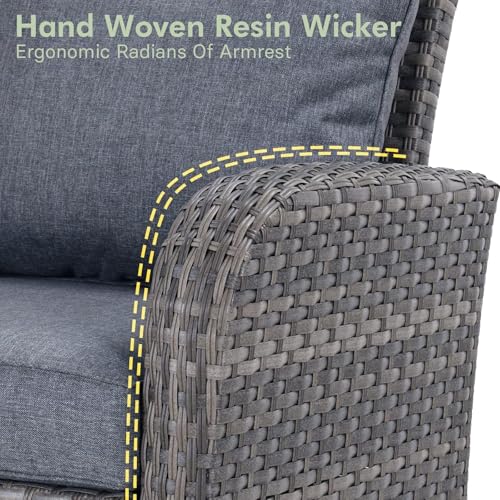 Grand patio Outdoor Loveseat Chair, Wicker Sectional Patio Sofa with Comfy Cushions