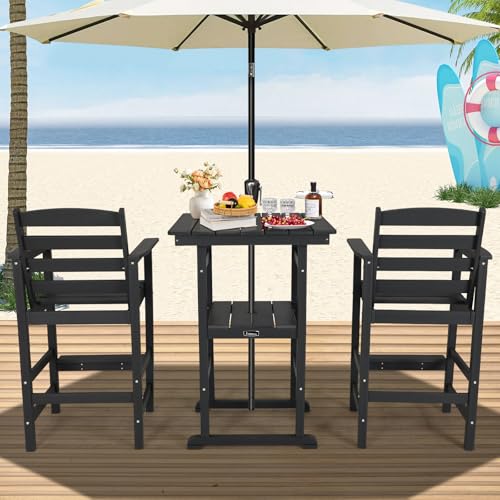FUNBERRY Bar Height Outdoor Chair, Tall Adirondack Chair, All Weather HDPE Outdoor Bar Chairs for Bistro Patio Balcony