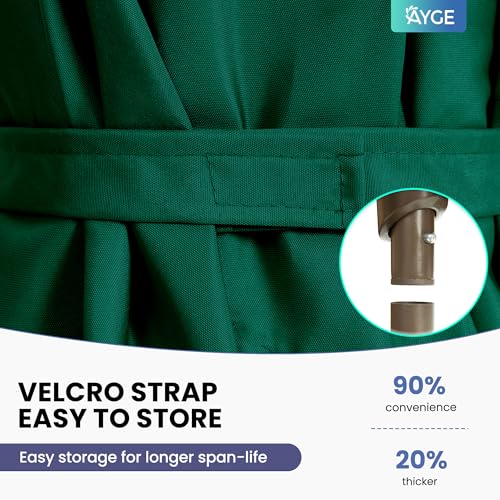 Ayge 6.5x10FT Rectangular Patio Umbrella Outdoor Table Umbrella w/Push Button Tilt & Crank Rectangle Market Umbrella UV Protection for Garden,Deck,Lawn,Yard & Pool,Green