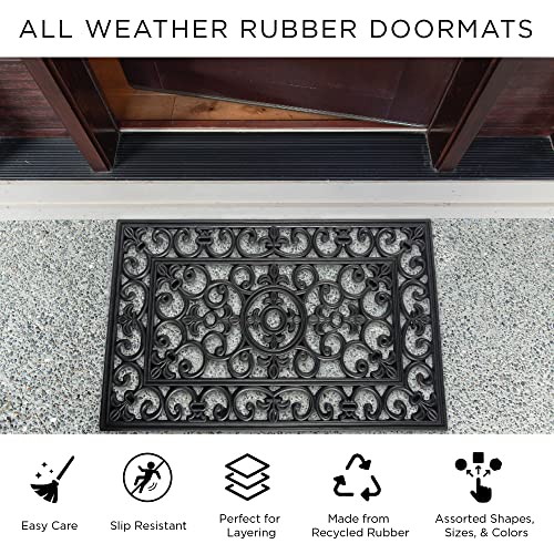 DII Rubber Doormats Collection All Weather, 24x36, Wrought Iron Half Round