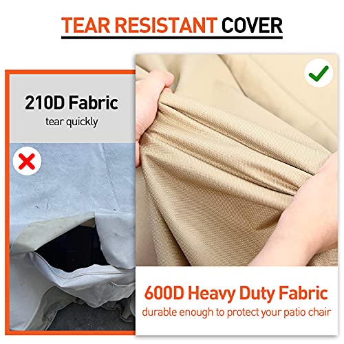 Arcedo Outdoor High Back Chair Covers Waterproof, Heavy Duty Stackable Dining Swivel Chair Covers, All Weather Resistant Patio Furniture Cover, 29”W x 30”D x 42”H, 2 Pack, Beige & Brown