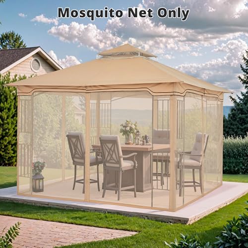 MASTERCANOPY Patio Gazebo Mosquito Netting Screen Walls ONLY (10x10, Beige)