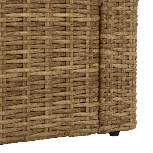 SAFAVIEH Outdoor Patio Furniture Collection – Emma Natural Rattan & Taupe Cushion Sofa, Modern Outdoor Seating (PAT7564A)