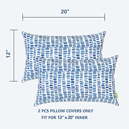 LVTXIII Outdoor Lumbar Pillow Covers ONLY, Patio Decorative, Fluffy Fade-Resistant Cushion Cases for Home Balcony and Garden, 12x20 Inch, Pack of 2, Pebble Blue