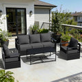 Qsoer Outdoor Aluminum Furniture Set, 4-Piece Patio Conversation Set, 2 Chairs, 1 Sofa and 1 Table, All-Weather Metal Frame, 6" Thick Removable Cushions, Deep Setting for Garden, Poolside and Porch