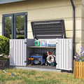 Aoxun Outdoor Storage Cabinet 35 Cu.Ft Resin Waterproof Horizontal Storage Shed for Garbage Bin, Generator, and Lawn Mower (White)