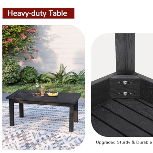 Stoog Outdoor Coffee Table, All-Weather Poly Lumber Patio Side Table, Rectangle End Table for Backyard, Porch, Garden, Balcony & Deck, Black