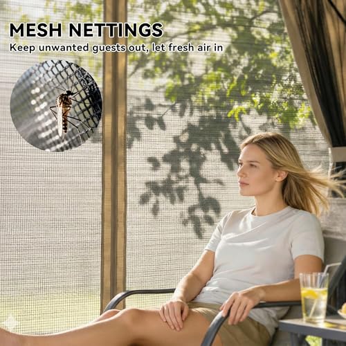 Outsunny 10' x 10' Outdoor Patio Gazebo, Heavy Duty Gazebo Canopy Shelter with Double Roof, Curtains, Netting, Steel Frame, UPF30+ Protection, Ceiling Hook for Lawn, Backyard, Deck, Khaki