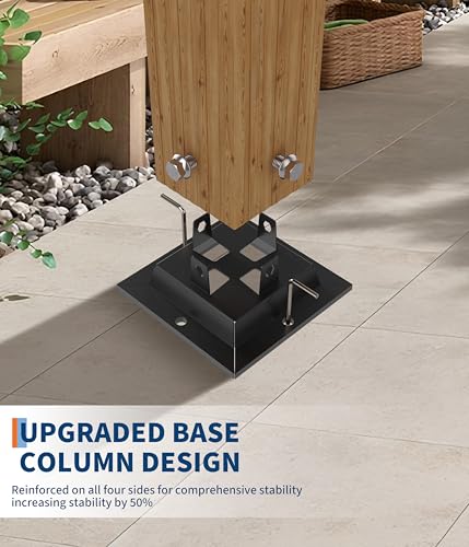 GarveeLife 10 x 13 ft Wood-Grain Outdoor Pergola with Retractable Canopy UV Protection Rust-Resistant Sturdy 4-Side Base for Patio Garden Backyard Deck (Gray)