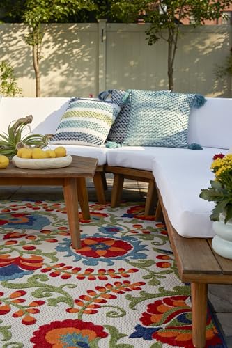 Nourison Home Aloha Multicolor 7'10" x 10'6" Area Rug - Easy Clean, Non Shedding, Bed Room, Living Room, Dining Room, Kitchen (8' x 11')