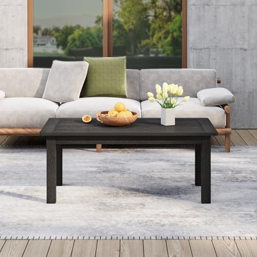 Stoog Outdoor Coffee Table, All-Weather Poly Lumber Patio Side Table, Rectangle End Table for Backyard, Porch, Garden, Balcony & Deck, Black