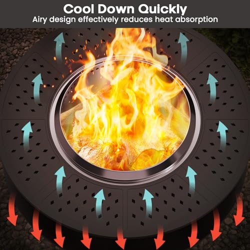 Uniflasy 48" Fire Pit Surround Tabletop for Solo Stove Yukon, Bonfire & Tiki, Portable Protective Barrier Equal Width Design with Firewood Storage Shelf for Safety & Extra Space, Outdoor FirePit Table