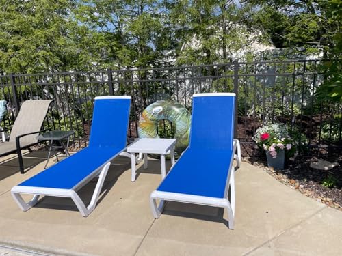 Domi Chaise Lounge Outdoor, Patio Lounge Chair with Aluminum Frame, All Weather Pool Lounge Chair for Deck Lawn Backyard, Blue Textilene