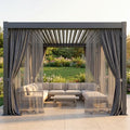 Louvered Pergola 10x12FT, Outdoor Aluminum Pergola with Adjustable Louvered Roof, Weather-Resistant Metal Pergola Shade Structure with Waterproof Curtains and Nets for Garden, Backyard, Poolside