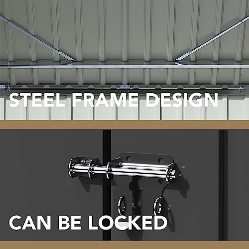 Devoko Outdoor Storage Shed 5.8 x 3.3 FT Metal Trash Shed Waterproof Outside Storage with Lid Chain Hydraulic Gas Rod for Trash Can Weeding Tools