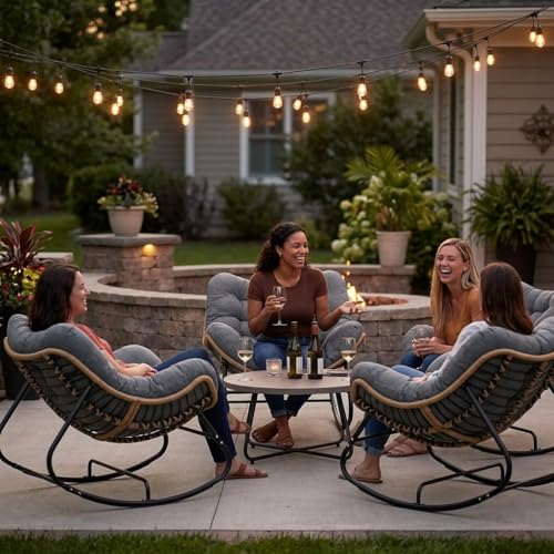 Aoitun Ergonomic Outdoor Racking Chair - All-Weather HDPE Patio Rocking Chair for Front Porch, 300 LBS Capacity