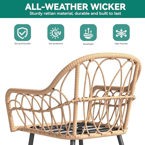 YITAHOME Patio Dining Set with Umbrella Hole for 4, All-Weather Rattan Outdoor Dining Set 5pcs, Patio Dining Furniture Sets with 4 Ergonomic Armchairs, Outdoor Table and Chairs Set for Patio Backyard
