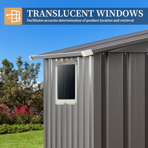 Vongrasig 5 x 3 x 6 FT Outdoor Storage Shed, Metal Tool Shed Clearance Garden Steel Shed with Side Window and Lockable Door Waterproof Tool Shed for Backyard Patio, Lawn (Gray)