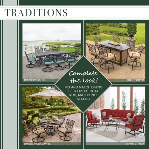 Hanover Replacement Cushion for Traditions Stationary Dining Chairs and Swivel Rockers in Tan, Weather-Resistant Seat Cushion for Outdoor Chair