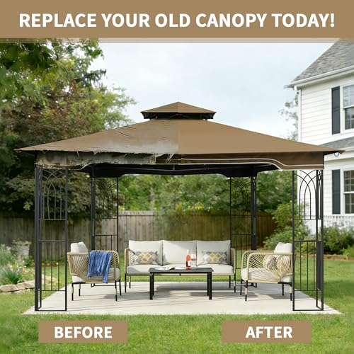 SCOCANOPY Replacement Gazebo Canopy Compatible with 10 x 12 Regency II Patio Gazebo Model L-GZ798PST,A101004104,A101004105 (Beige)